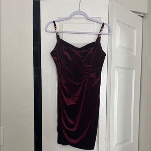 Elegant Burgundy Velvet Dress